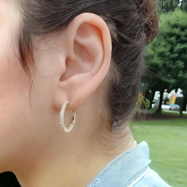 3/4 inch 18K Yellow Gold inside out Diamond Hoop Earrings – Zina
