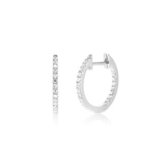 14mm  Inside Out Diamond Diamond Huggie Earrings /18K Gold