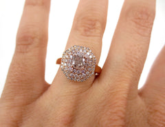 PINK Diamond Triple Halo Engagement Ring - 1.14 carats T.W