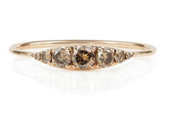 Seven-Stones Graduated Champagne Diamond Ring - 18K Rose Gold