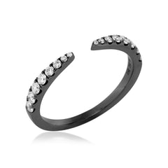 Pavé Natural Diamond Claw Open Ring - 14K  White Gold