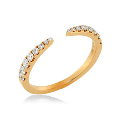 Pavé Natural Diamond Claw Open Ring - 14K  Yellow Gold