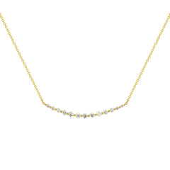 18K Yellow Gold Graduated Natural Diamond shared-prongs Curved  Necklace