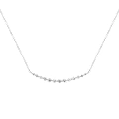 18K White Gold Graduated Natural Diamond shared-prongs Curved  Necklace