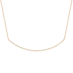 18K Yellow Gold Natural Diamond Pavé Curved Bar Necklace