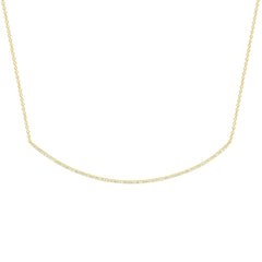 18K White Gold Natural Diamond Pavé Curved Bar Necklace