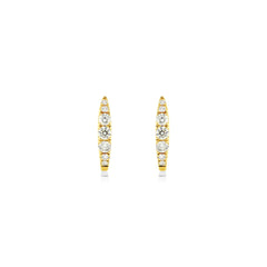 18K White Gold Black Rhodium Diamond Huggie Hoop Earrings - 12mm