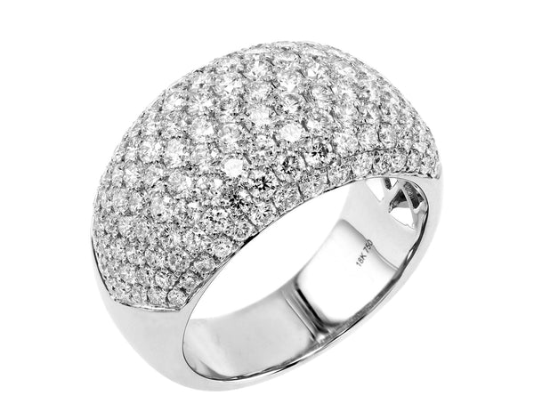 Pave リング 2.50cts Natural Pavé Dome Diamond Ring -18K White Gold