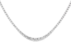 9.25 carats Natural Graduated Diamond Tennis Necklace - 18K White Gold