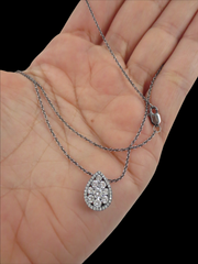 Diamond Pear Drop Pendant set in 18K White Gold in Black Rhodium