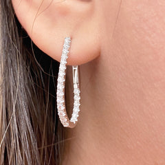 18K White Gold Diamonds Inside Out Tear Drop Hoopa Earrings