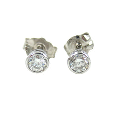 14K White Gold Round-Cut Solitaire Diamond Stud Earrings - 0.22 ctw