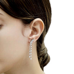 18K White Gold Natural Marquise Diamond Dangling Drop Earrings