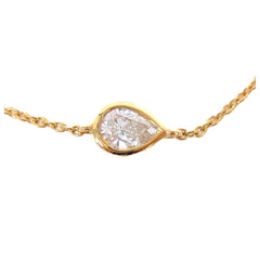 Pear Shaped Solitaire Bezel-set Diamond Bracelet - 18K Gold