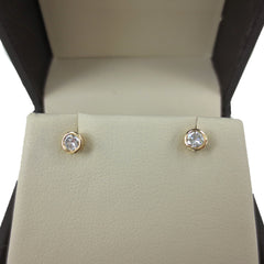 14K Yellow Gold Round-Cut Solitaire Diamond Stud Earrings - 0.22 ctw