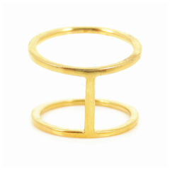 Micro pavé Diamond Double Band Ring - 18K  Yellow Gold