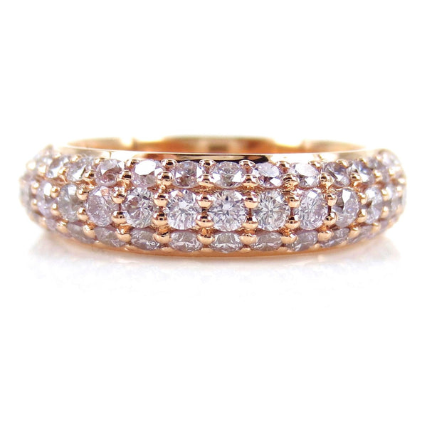 Three-row Pavé Pink Diamond Band - Wedding Band