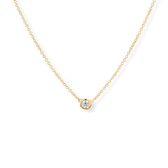 Round Diamond Solitaire Bezel Set Pendant Necklace - 0.15cts