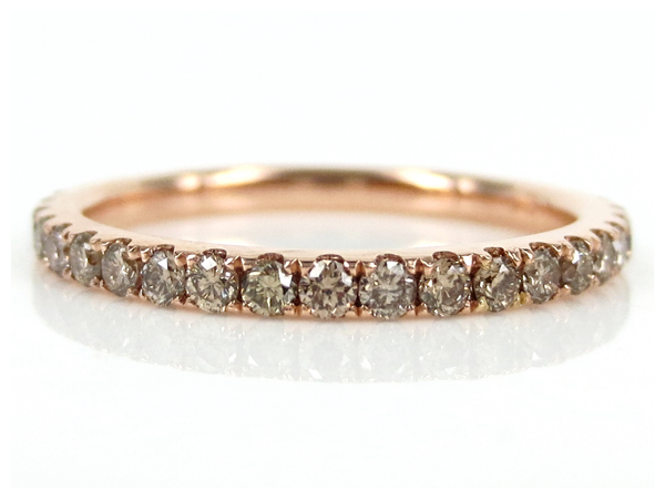 Modern White & Champagne Pavé Diamond 18 Karat Rose Gold Band Ring