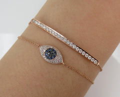 Diamond Against Evil Eye Bracelet in Solid 18k Rose Gold
