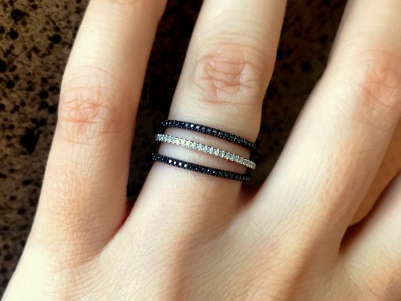 Black diamond micro pave ring Clearance