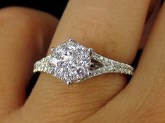 Round Brilliant Cluster Diamond Engagement Ring.