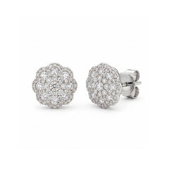 18K White Gold 1.03 Carat G VS Natural Diamond Scalloped Floral Stud Earrings (11mm)