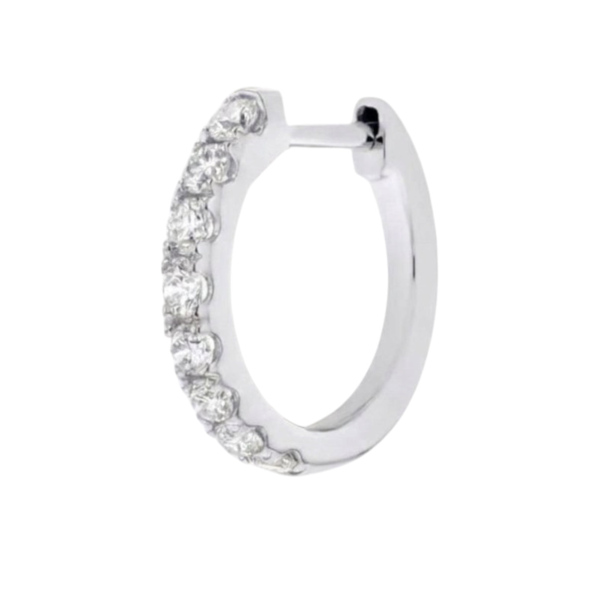 Natural Diamond 12mm Huggie Hoop Earrings | 14K or 18K Solid Gold | G/VS Diamonds