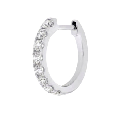 Natural Diamond 12mm Huggie Hoop Earrings | 14K or 18K Solid Gold | G/VS Diamonds