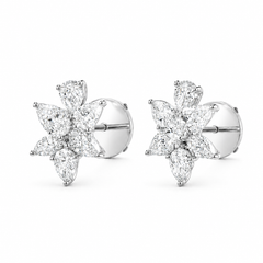 2.31 CTW Natural Pear Diamond Cluster Earrings in 18K White Gold