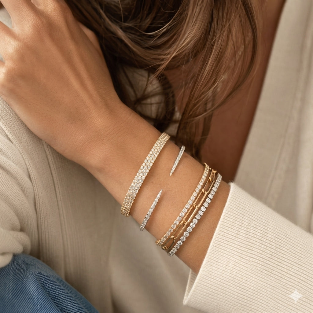 Diamond Claw Open Cuff Bangle in 14K/18K Solid Gold (1.00 CTW)