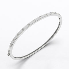 Solid Gold Natural Round Brilliant Diamond Flush-Set Hinge Bangle (3mm)
