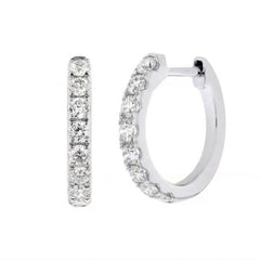 Natural Diamond 12mm Huggie Hoop Earrings | 14K or 18K Solid Gold | G/VS Diamonds