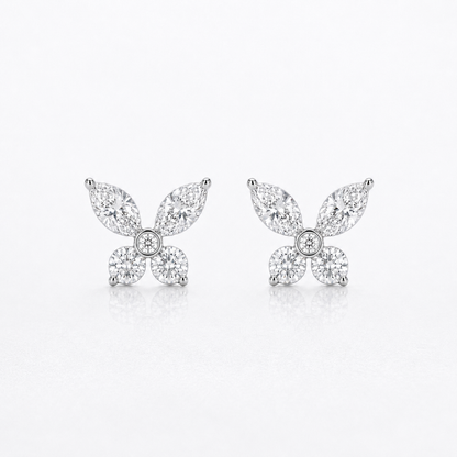 18K White Gold Diamond Butterfly Stud Earrings