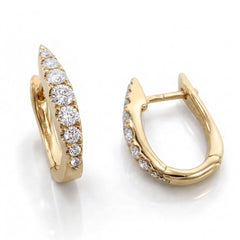 Graduated Natural Diamond Huggie Hoop Earrings | 14K & 18K Gold | 15mm 0.40 CTW
