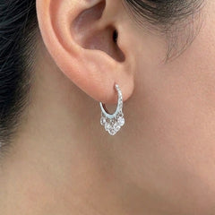 12mm Natural Diamond Floating Dangle Huggie Earrings | Solid 18K Gold