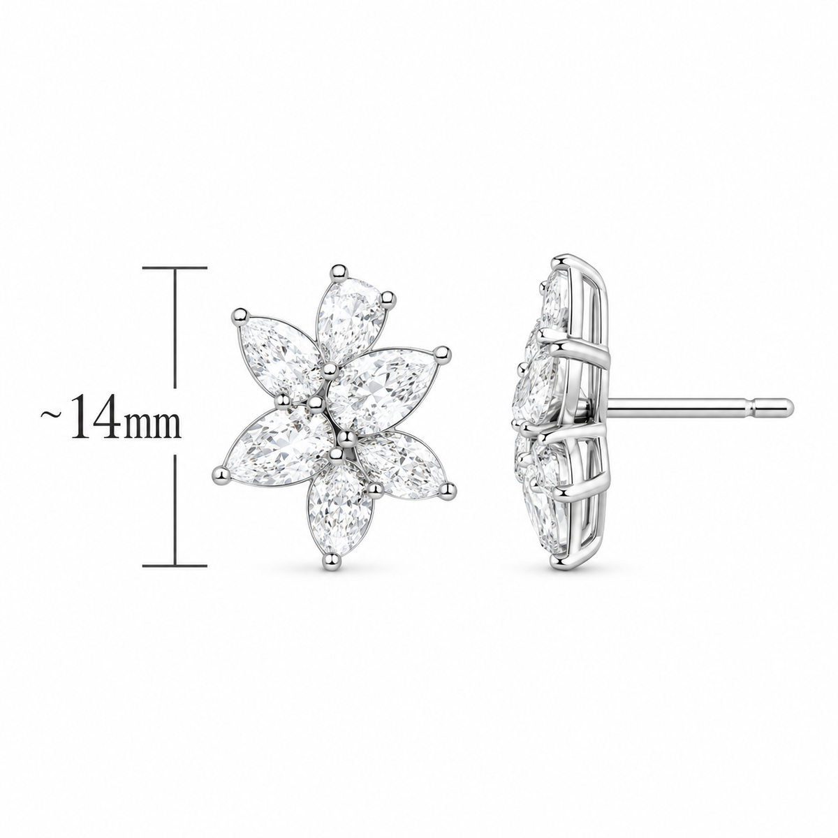 2.31 CTW Natural Pear Diamond Cluster Earrings in 18K White Gold