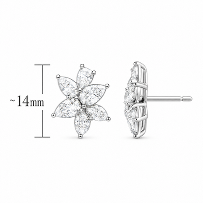 2.31 CTW Natural Pear Diamond Cluster Earrings in 18K White Gold