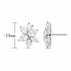 2.31 CTW Natural Pear Diamond Cluster Earrings in 18K White Gold