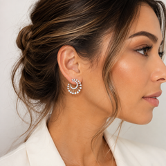 Natural Diamond Sunburst Hoop Earrings | 2.03 CTW | 18K White Gold