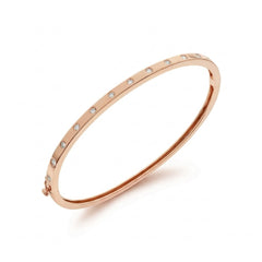 Solid Gold Natural Round Brilliant Diamond Flush-Set Hinge Bangle (3mm)