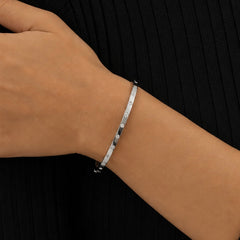 Solid Gold Natural Round Brilliant Diamond Flush-Set Hinge Bangle (3mm)