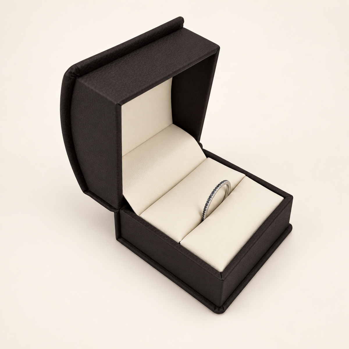 18K White Gold Black Diamond Micro-Pavé Full Eternity Band