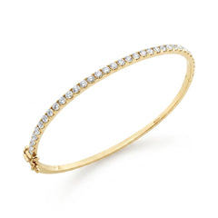 18K White Gold Natural Diamond Hinged Bangle Bracelet / Oval Shaped Diamond Bangle