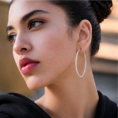 2-Inch Large Natural Diamond Inside-Out Hoop Earrings in 18K Yellow Gold