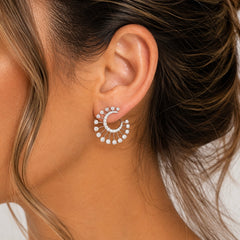 Natural Diamond Sunburst Hoop Earrings | 2.03 CTW | 18K White Gold