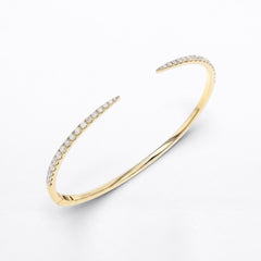 Diamond Claw Open Cuff Bangle in 14K/18K Solid Gold (1.00 CTW)