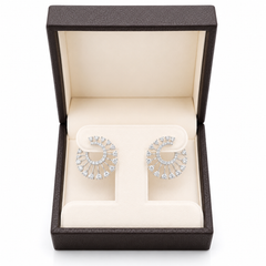 Natural Diamond Sunburst Hoop Earrings | 2.03 CTW | 18K White Gold