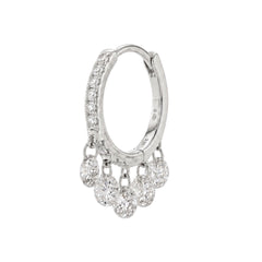 12mm Natural Diamond Floating Dangle Huggie Earrings | Solid 18K Gold