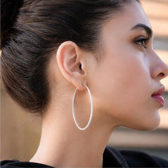 2-Inch Large Natural Diamond Inside-Out Hoop Earrings in 18K Yellow Gold